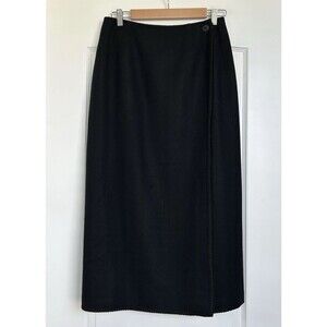 Vtg GH Bass Wool Wrap Maxi Skirt Black Size 10 Minimalist Workwear Classic USA